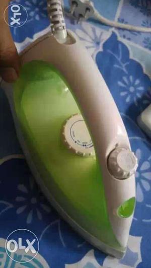 White And Green Steam Iron