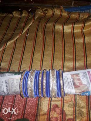 Women's Blue And Brown Bangles