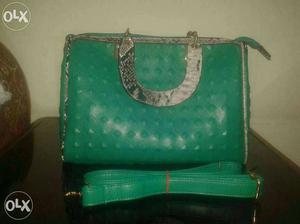 Women's Green Leather Two Way Bag