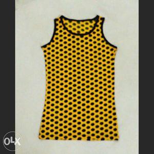 Women's Yellow And Black Polka Dots Dress