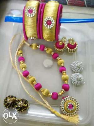 Yellow And Pink Jewelry Set