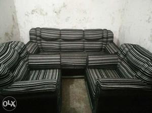 Black And Grey 3-seat Sofa And Sofa Chair