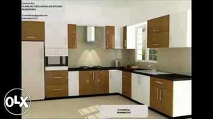 Brown And White Kitchen Counter Set