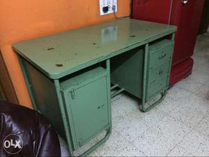 Green Steel Pedestal Desk