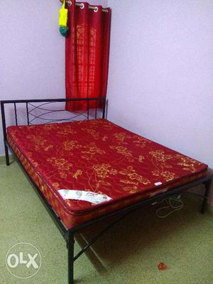 Iron cot, queen size, 1 Yr old + Spring matress in excellent