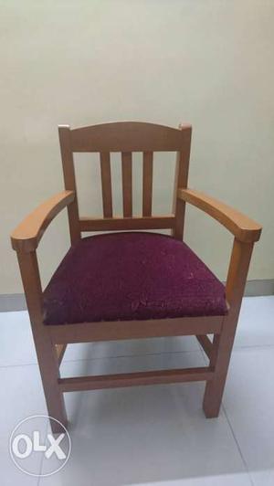 Purple Armchair With Brown Wooden Base
