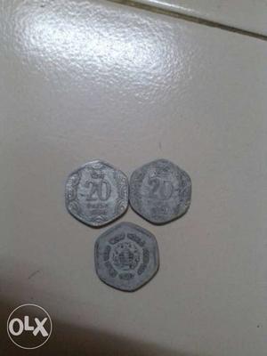 Three Hexagon Silver Coins