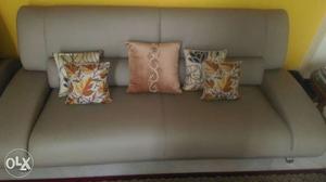 Three Leatherite sofas. (3+3+1)