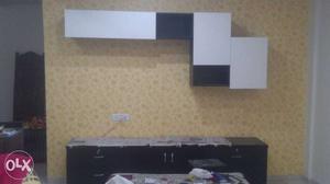 White And Black Wooden Overhead Cupboard
