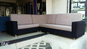 White And Purple Suede Sectional Couch