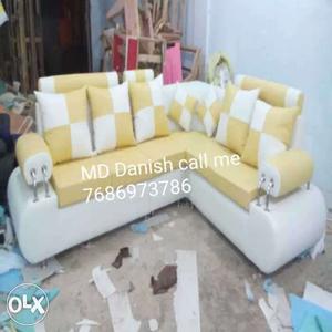 Yellow And White Sectional Couch