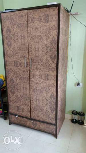 2door Beige And Brown Floral wardrobe.