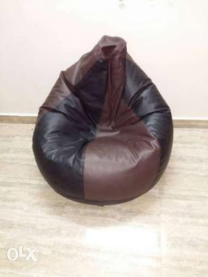 Black And Brown Leather Bean Bag