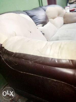 Black And White Leather 3-seat Couch