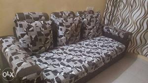 Brown And Gray Fabric Couch
