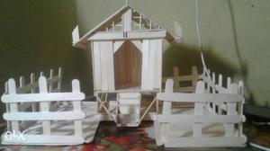 Brown Popsicle Stick House Artwork