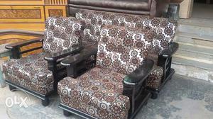 Brown White And Black Floral Couch Set