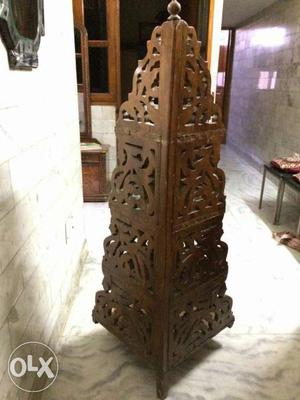 Brown Wooden corner Handcarved design.