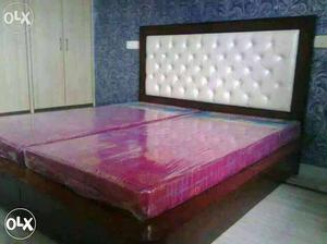 Double bed with leather head