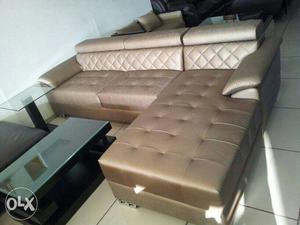 Gold Leather Sectional Couch