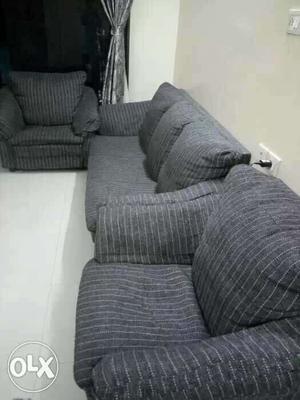 Gray And Black Fabric Sofa 3+1+1