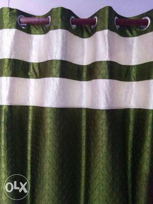 Green And White Grommet Curtain