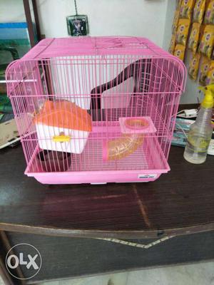 Pink Collapsible Pet Cage