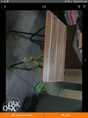 Rectangular Brown Wooden Folding Table