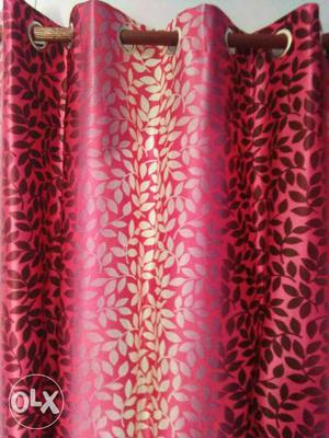 Red And Balck Floral Print Shower Curtain