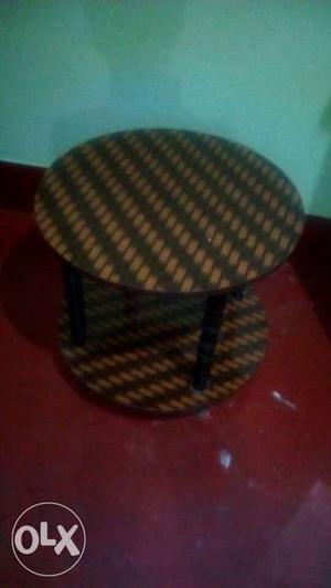 Round Brown And Black Wooden Side Table
