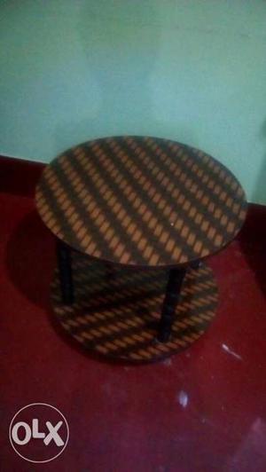 Round Brown Wooden Side Table