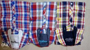 Three Plaid Print Sport Shirts