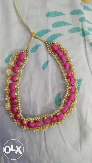 Beaded Pink And Yellow Silky Threaded Bracelet