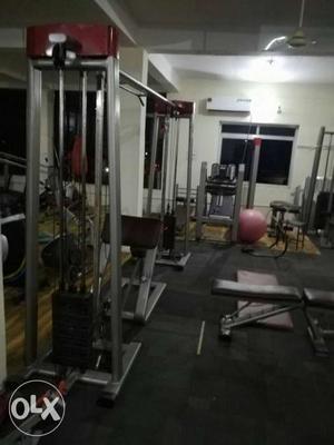 Black And Gray Gym Equipments