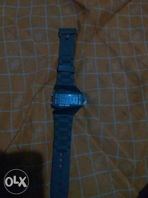 Black Digital Watch With Black Sport Band Bracelet