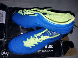 Blue And Yellow Cleats On Box