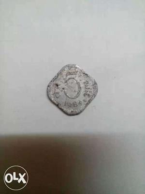 Gray 5 India Paise Coin
