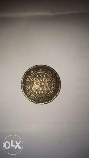 One Indian Anna Quarter Coin