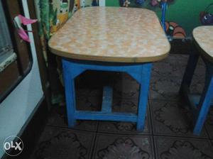 Oval Beige And Blue Table