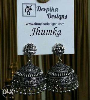 Pair Of Silver Jhumka Earrings