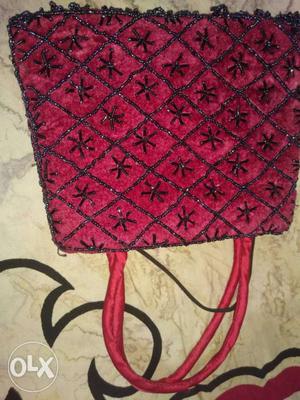 Pink And Black Floral Tote Bag
