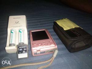 Pink Sony Digital Camera With Case And Charger
