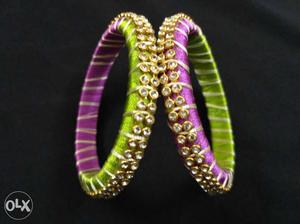 Purple And Green Silk Thread Bangles