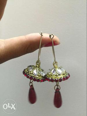 Red And Gold Pendant Earrings