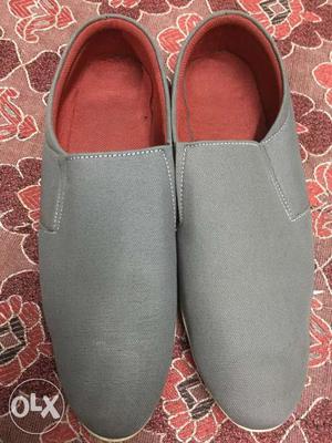 Red And Grey Slip On Shoes