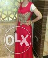 Red gown with golden patch and sleeves price