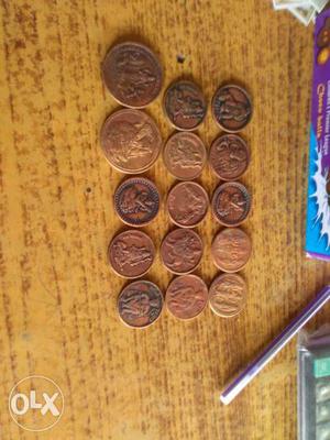 Round Brown Coin Collection