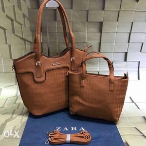Two Brown Zara Leather Shoulder Bags