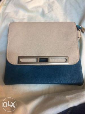 White And Blue Leather Pouch