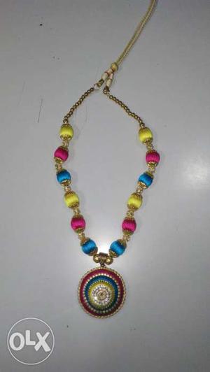 Yellow And Pink Pendant Necklace